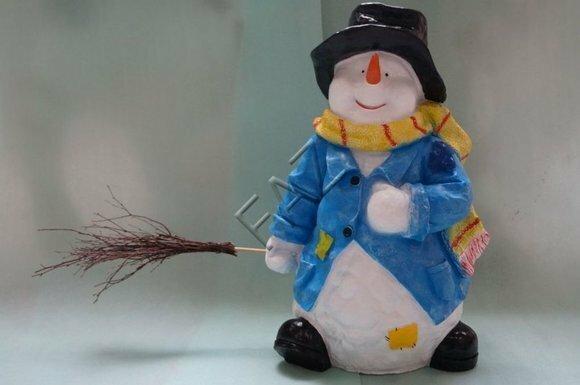 Design Schneemann in Mantel Figur Garten Statue Skulptur Figuren Skulpturen Neu