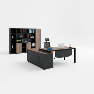 Ecke Schreibtisch Bürotisch Arbeitstisch Büro Tisch Schwarz Holz