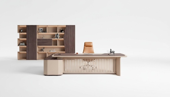 Ecke Schreibtisch Bürotisch Arbeitstisch Büromöbel Tisch Holz Beige