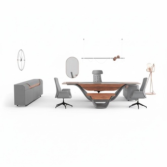 Eckschreibtisch Sideboard Couchtisch Büromöbel Arbeitszimmer Set Grau