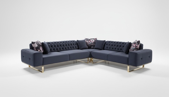 Ecksofa Couch Polster Möbel Garnitur Chesterfield Eckgarnitur Sofa Stoff