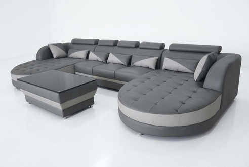 Ecksofa Design Eckgarnitur Eckcouch Sofa Couch Polster Wohnlandschaft Tisch USB