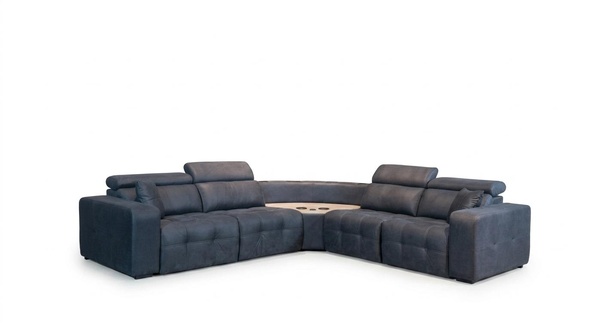 Ecksofa L form Ledersofa Großes Sofa Grau Couch Wohnzimmer Design