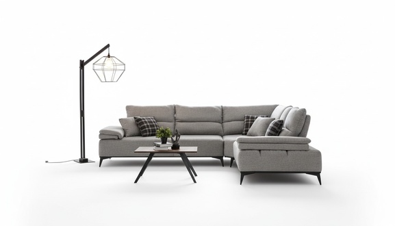 Ecksofa L Form Sofa Couch Design Couchen Polster Textil Neu Eck Garnitur Grau