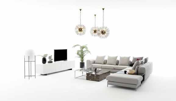 Ecksofa L Form Sofa TV Ständer Design Couchen Polster Textil 2tlg.