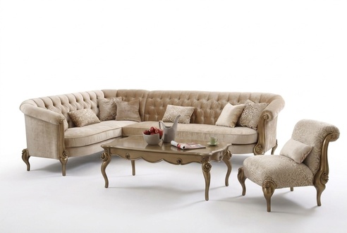 Ecksofa L-Form Sofa Couch Design Couchen Polster Textil Sofa Garnitur Holz Sofas