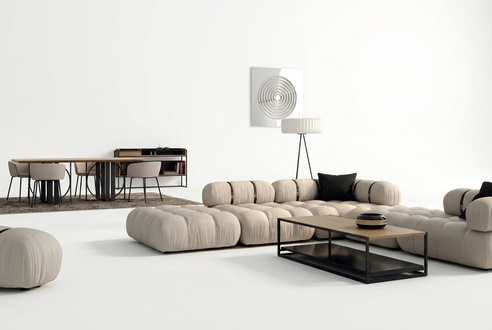 Ecksofa L-form Sofa Weiß Sofas Modern Wohnzimmer Textil Polster Design Eck Neu