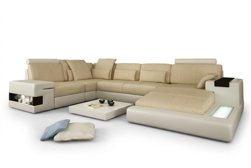 Ecksofa Sofa Couch Polster U Form Wohnlandschaft Bellini Design Couchen XXL Big
