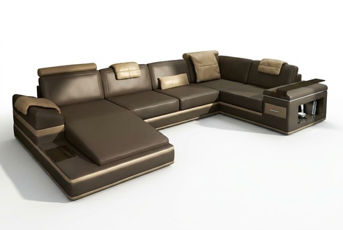 Ecksofa Sofa Couch Polster Leder Garnitur Wohnlandschaft Ecke Wohn