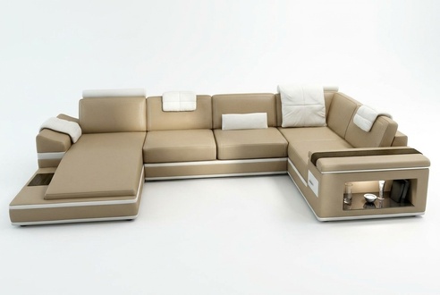 Ecksofa Sofa Couch Polster Leder Garnitur Wohnlandschaft Ecke Wohn