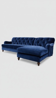 Ecksofa Sofa Couch Polster Blaue Chesterfield Eck Garnitur Couchen