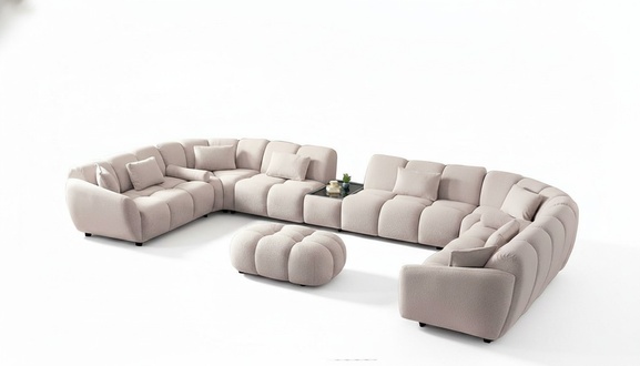 Ecksofa U-Form Sofa Wohnlandschaft Couch Eckgarnitur Sofa Polstergarnitur