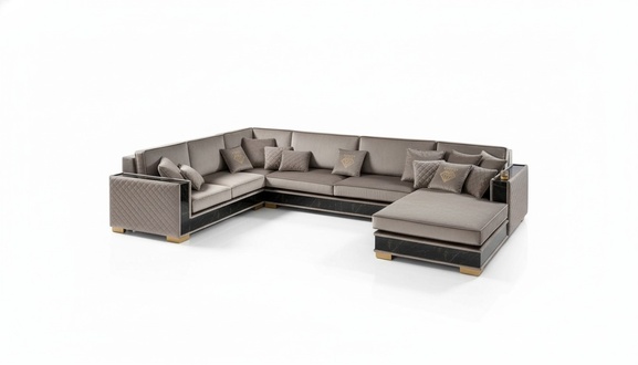 Ecksofa U-Form Sofa Couch Design Polster Textil Sofas Sitz Möbel Wohnlandschaft