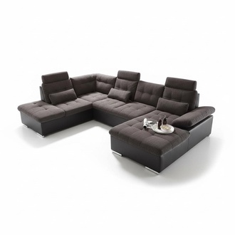 Ecksofa U-Form Sofa Wohnlandschaft Garnitur Polster Bettfunktion Design