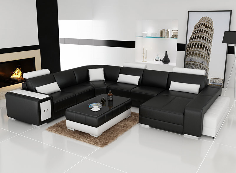 Ledersofa Couch Wohnlandschaft Ecksofa Eck Garnitur Design Modern Sofa