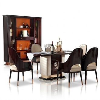 Edle Design Tisch 6x Sessel Stühle Ess Zimmer Sitz Polster Luxus Tische
