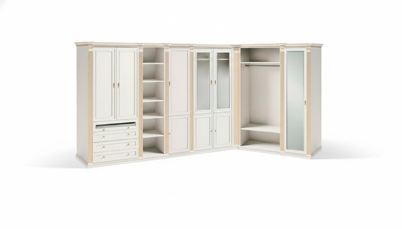 Edler Weißer Kleiderschrank Schlafzimmer Schränke Stilvolle Holz Möbel