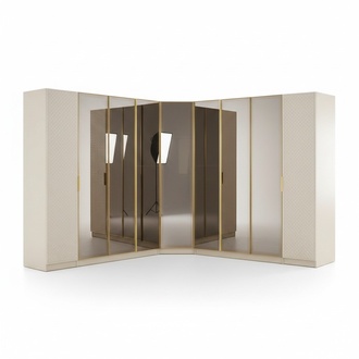 Elegant Eckschrank Schlafzimmer Holz Möbel luxuriös Schrank Beige