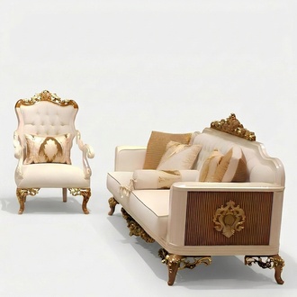 Elegante Wohnzimmer Möbelset luxuriösen Sofa bequemen Sessel Set mit 2