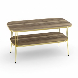 Eleganter brauner Couchtisch aus Holz mit Edelstahl in modernem Design