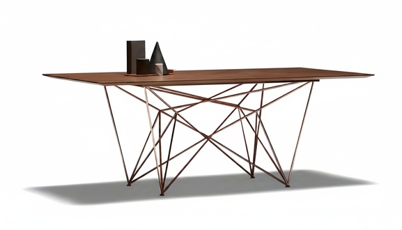 Eleganter brauner Esstisch aus Metall im klassischen Design