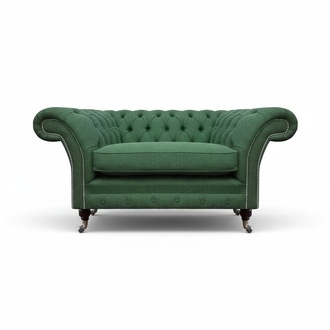Eleganter Chesterfield Grüner Sessel Wohnzimmer Textil Edler Einsitzer