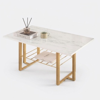 Eleganter Couchtisch in Marmor-Optik praktischer Ablage Sofa Tisch