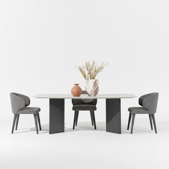 Eleganter Esstisch aus Holz in Beige, moderner Landhausstil