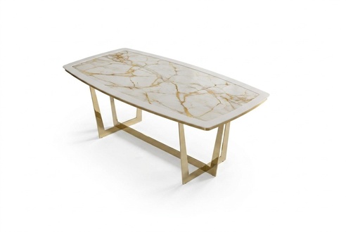 Eleganter weißer Esstisch aus Holz und Metall in modernem Design