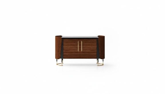 Elegantes braunes Holzsideboard im modernen Stil