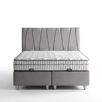 Elegantes graues Bett mit Matratze im modernen Stil