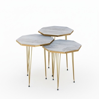 Elegantes graues Metall Couchtisch-Set modern und stilvoll