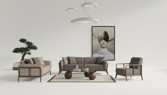 Elegantes Sofa-Set mit Sessel – Sofagarnitur Sitzgruppe Couch