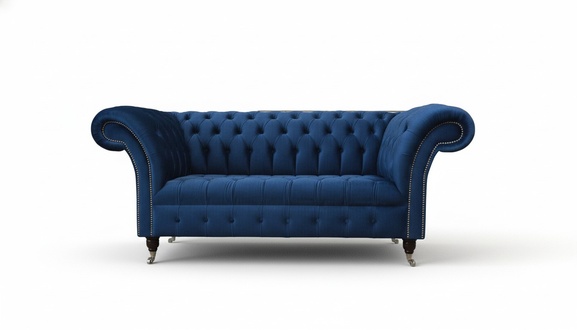 Englische Chesterfield Büro Sitzmöbel Einrichtung Sofa Couch 2 Sitz Royalblau