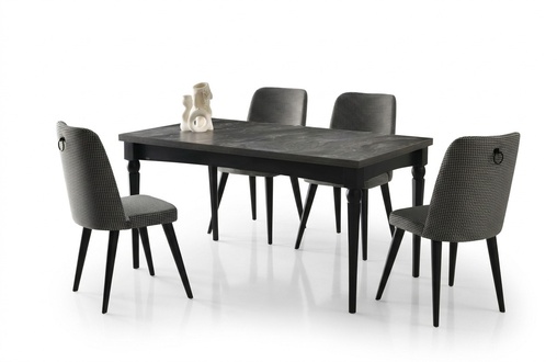 Essecke Esstisch Ausziehbar Essgruppe Stühle 5tlg Esszimmer Grau Tisch