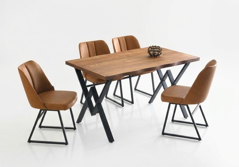 Essecke Esszimmermöbel Essgruppe Esstisch Stühle 5tlg Braun Tisch