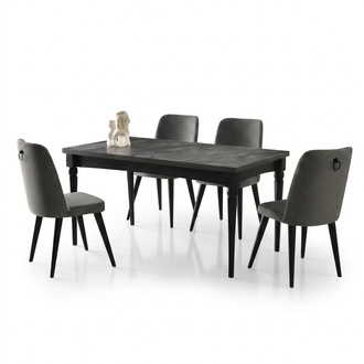 Essgruppe Essecke Ausziehbar Esstisch Stühle Luxus 7tlg Esszimmer Grau