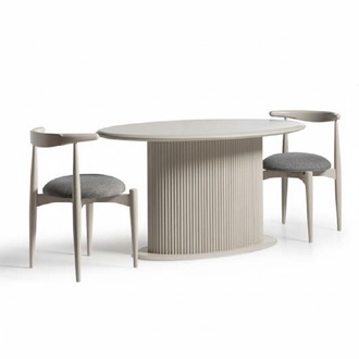 Essgruppe Komplette Esszimmer Esstisch Stühle 5tlg Beige Luxus Modern