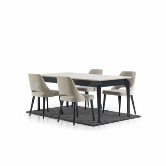 Esstisch Essgruppe Essgarnitur Polsterstühle Tisch + 4 x Lehnstuhl Esszimmer Set