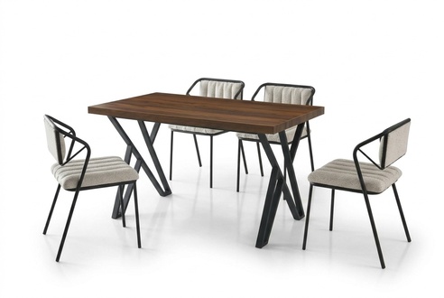 Esszimmer Essgruppe Essecke Holztisch Esstisch Stühle Set 7tlg Braun