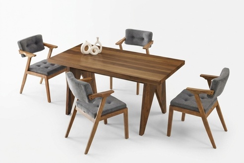 Esszimmer Essgruppe Essecke Holztisch Esstisch Stühle Set 7tlg Braun