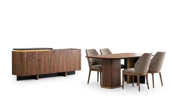 Esszimmer Garnitur Essgruppe Esstisch Stühle Holz 8tlg Braun Anrichte