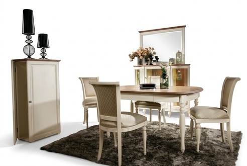 Esszimmer Komplett Esstisch mit 4x Stühle Essgruppe Vitrine Holzmöbel 6tlg