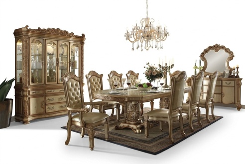 Esszimmer Komplett Garnitur Tisch Anrichte 8x Stuhl Set Vitrine Barock 10 tlg.