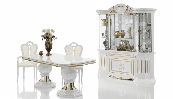 Esszimmer Komplett Garnitur Tisch Anrichte Set Vitrine Holz Barock Vitrinen 2tlg