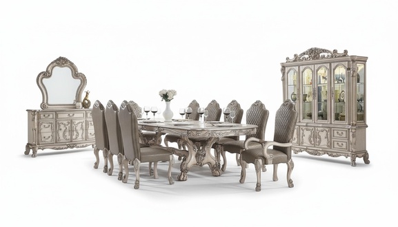 Esszimmer Komplette Garnitur Tisch Anrichte 10x Stühle Set Vitrine Barock 14tlg.