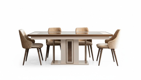 Esszimmer Set 4x Lehnstühle Esstisch Design Möbel Essgruppe Stuhl 5tlg