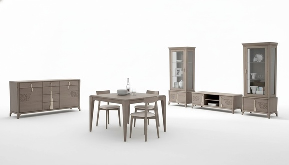 Esszimmer Set Esstisch 4x Stühle Sideboard TV Staender 9 tlg Luxuriöse