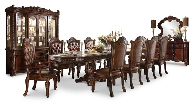 Esszimmer Set Garnitur Vitrine Tisch 10x Stuhl Kommode Spiegel Barock