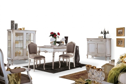 Esszimmer Set Garnitur Vitrine Tisch 4x Stuhl Anrichte luxus Garnitur